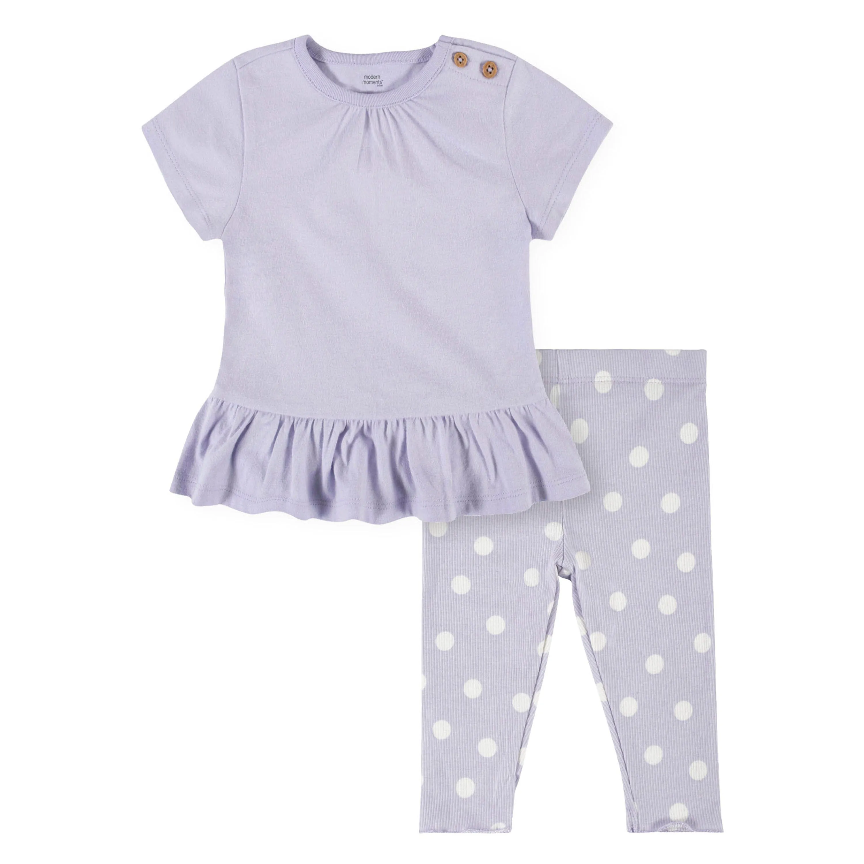 2-Piece Baby Girls Purple Short Sleeve Top & Leggings