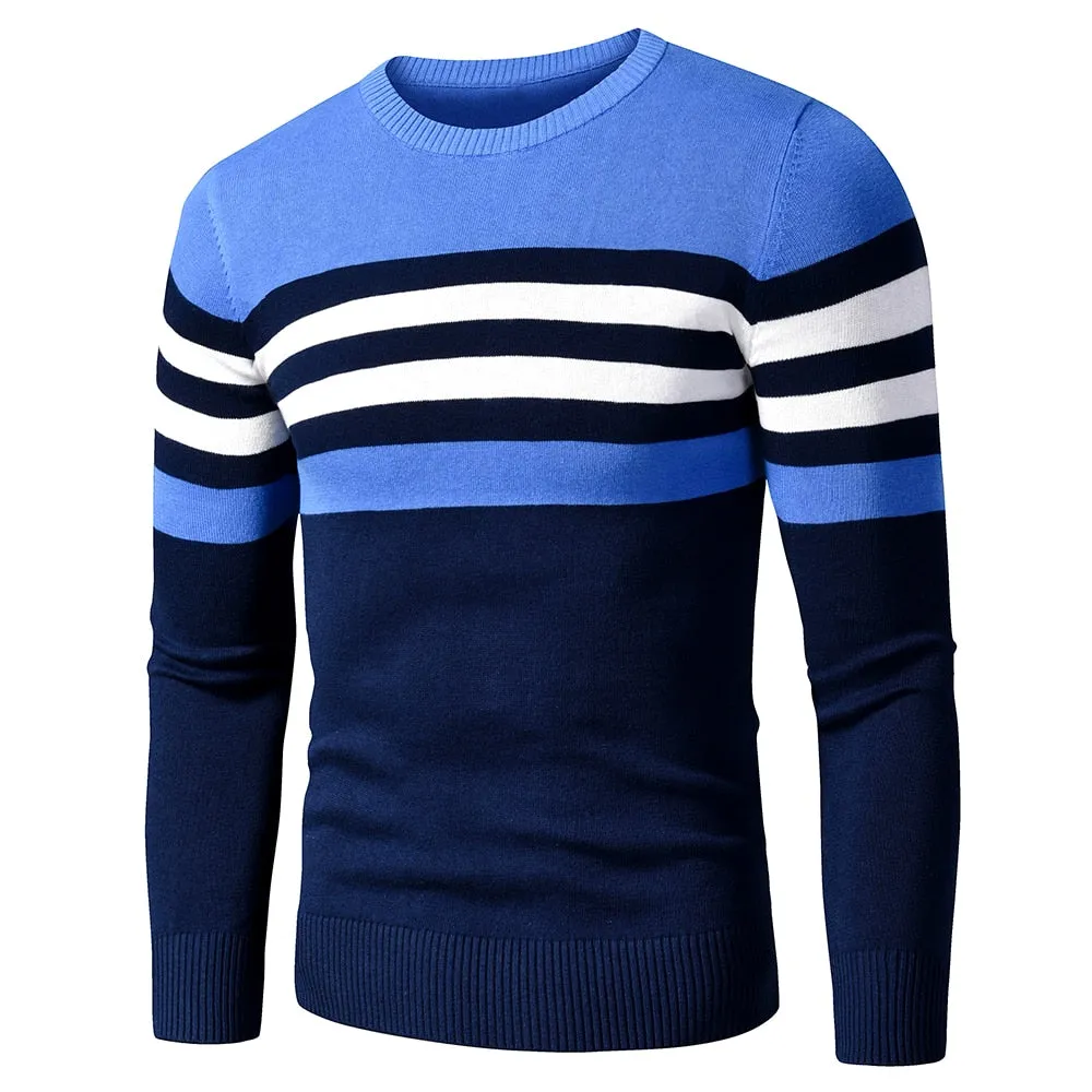 4XL Men 2020 Autumn New Casual Striped Thick Fleece Cotton Sweater Pullovers