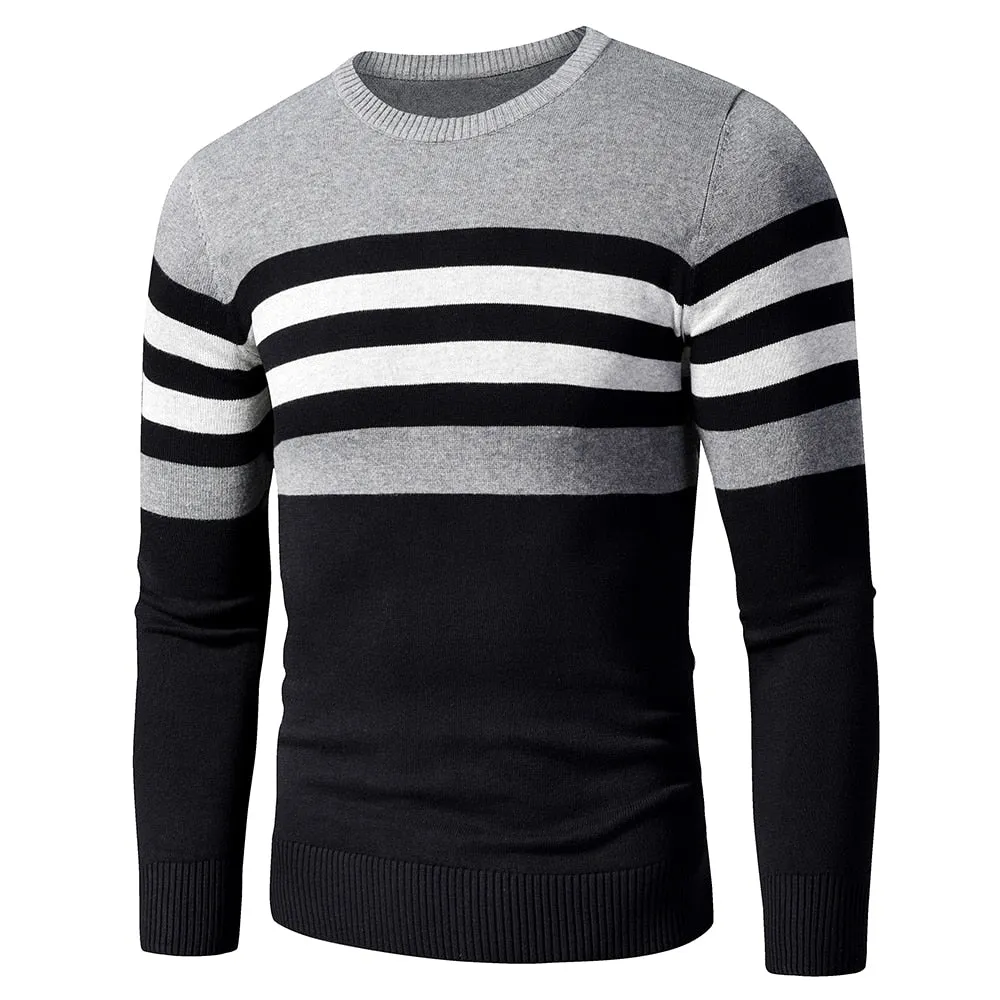 4XL Men 2020 Autumn New Casual Striped Thick Fleece Cotton Sweater Pullovers