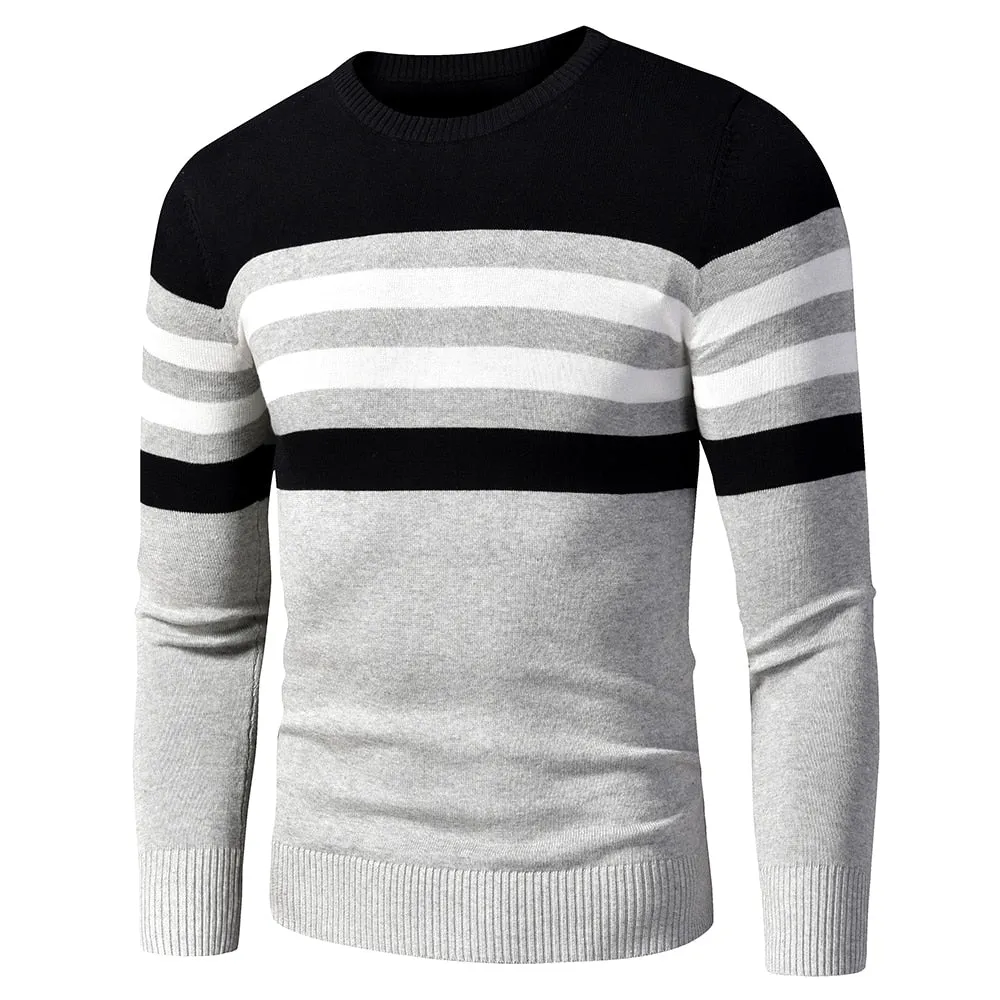 4XL Men 2020 Autumn New Casual Striped Thick Fleece Cotton Sweater Pullovers