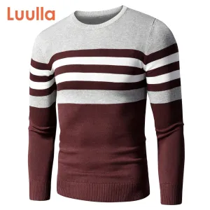 4XL Men 2020 Autumn New Casual Striped Thick Fleece Cotton Sweater Pullovers