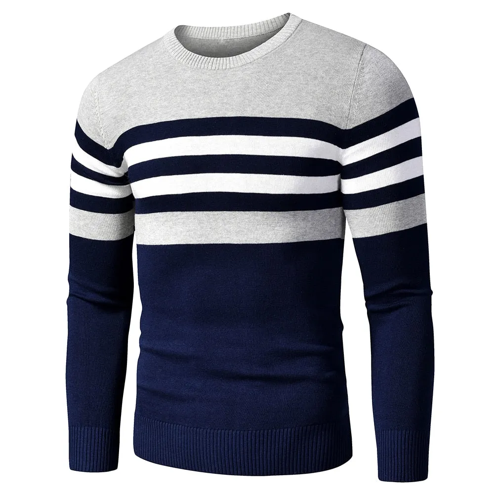 4XL Men 2020 Autumn New Casual Striped Thick Fleece Cotton Sweater Pullovers