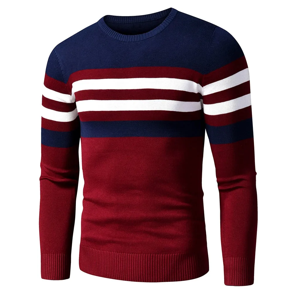 4XL Men 2020 Autumn New Casual Striped Thick Fleece Cotton Sweater Pullovers