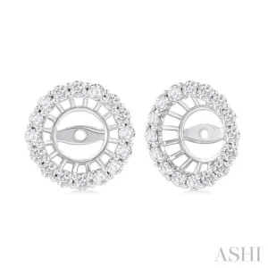 5/8 ctw Round Cut Diamond 6MM Round Earrings Jacket in 14K White Gold