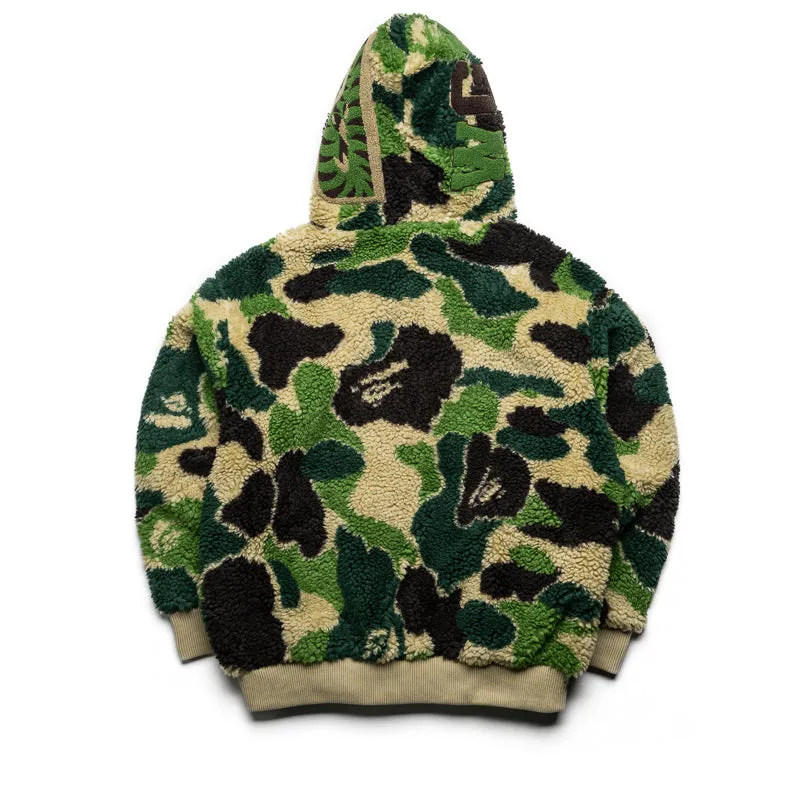 A Bathing Ape ABC Camo Sherpa Shark Full Zip Hoodie - Green