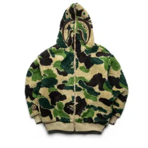 A Bathing Ape ABC Camo Sherpa Shark Full Zip Hoodie - Green