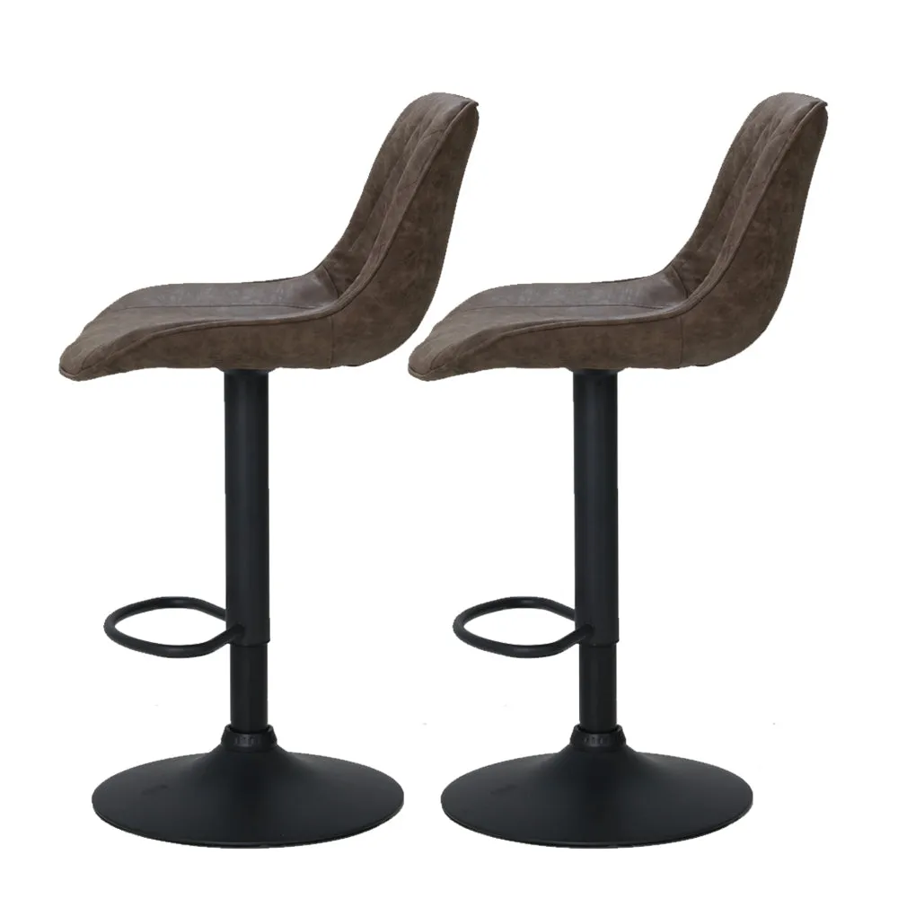 Adjustable Vintage Leather Bar Stools Set of 2 - Artiss