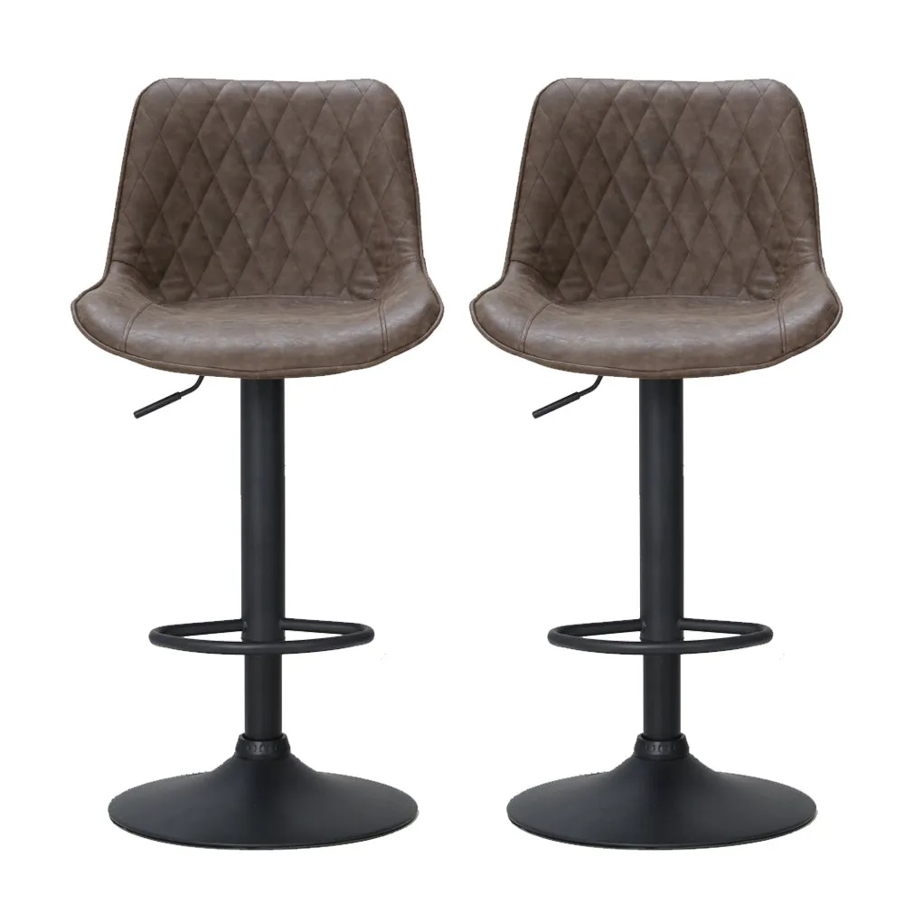 Adjustable Vintage Leather Bar Stools Set of 2 - Artiss