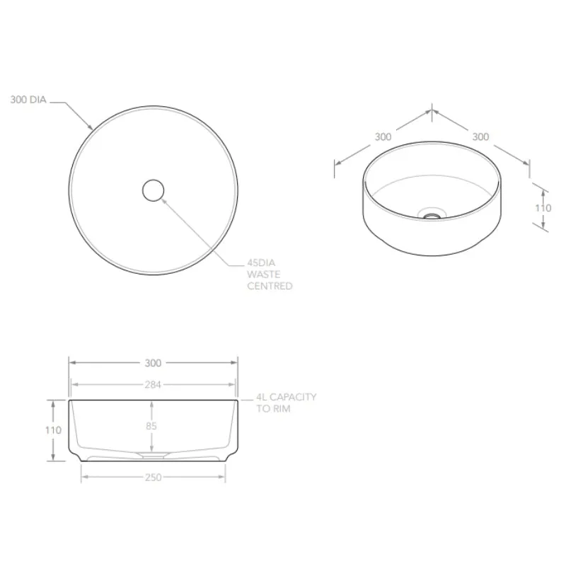 ADP Maggie Ceramic Above Counter Basin - White Matte