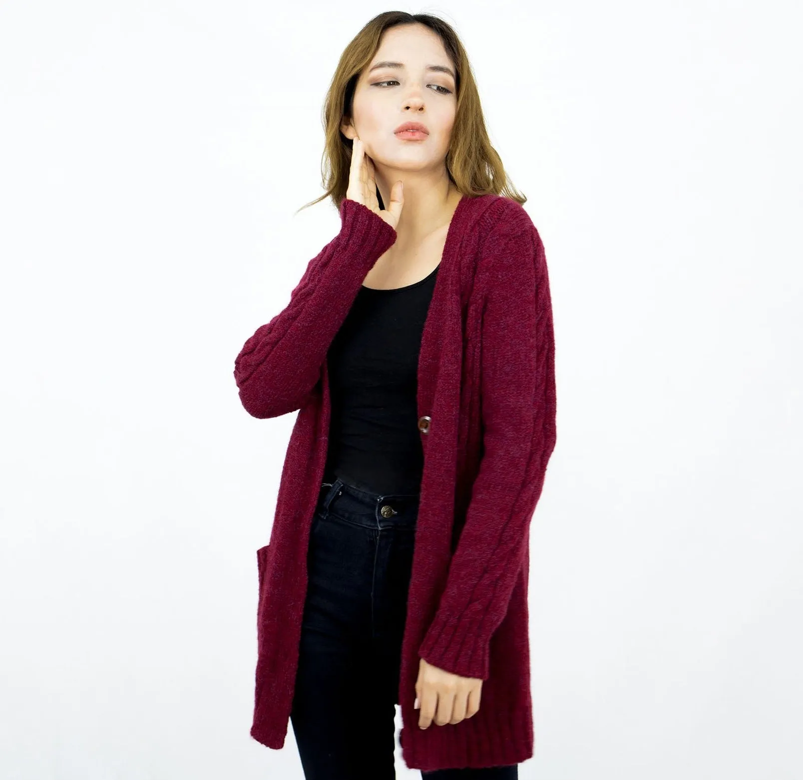 Alpaca Wool Blend Cable Cardigan