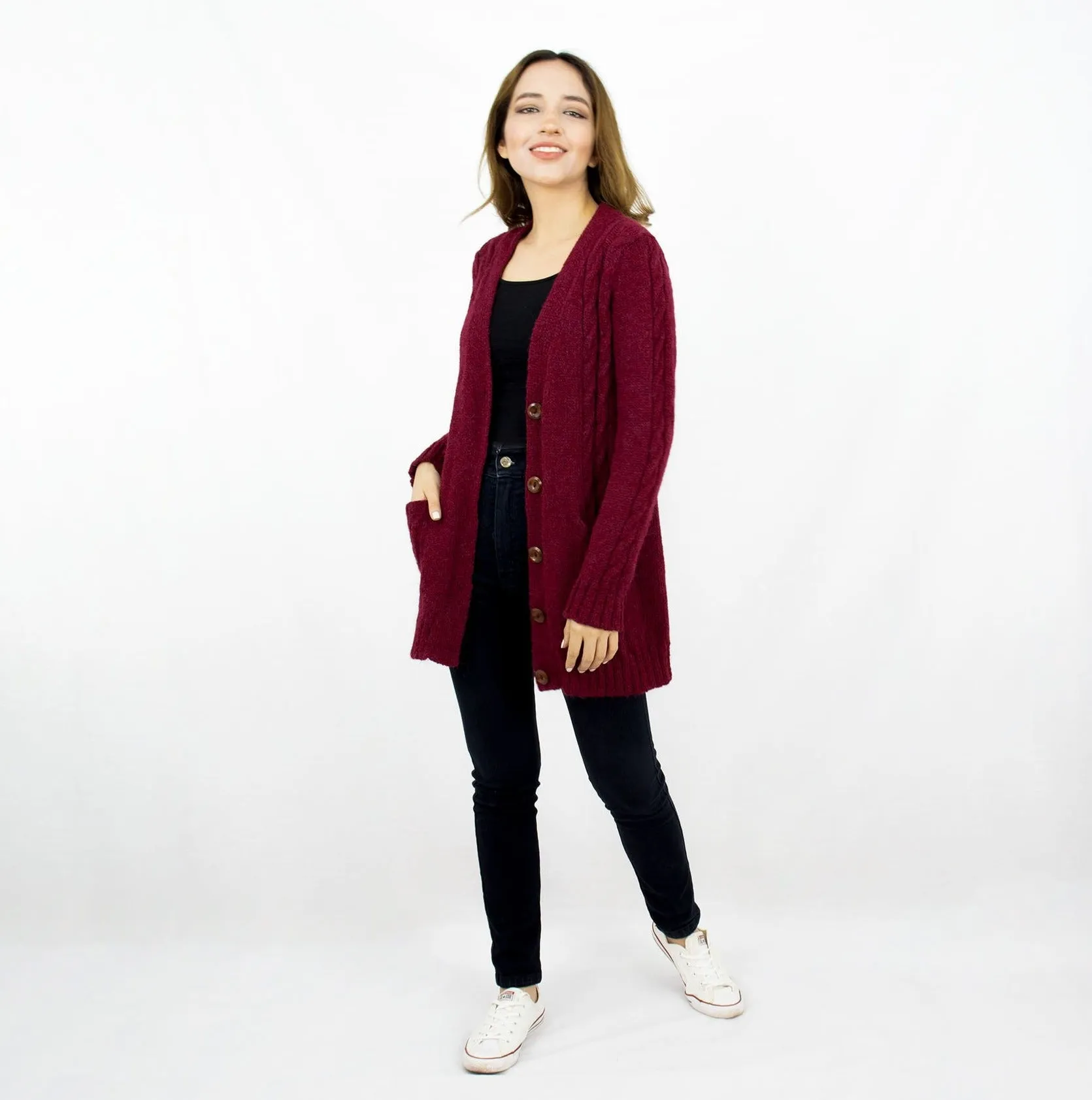 Alpaca Wool Blend Cable Cardigan