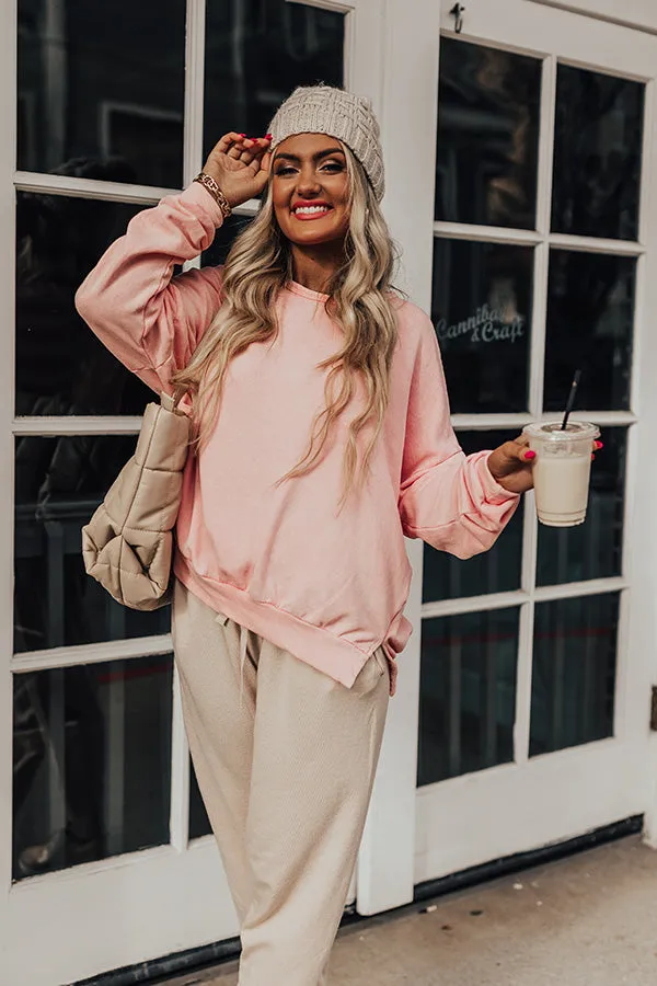 Always Down To Chill Mineral Wash Sweatshirt in Pink