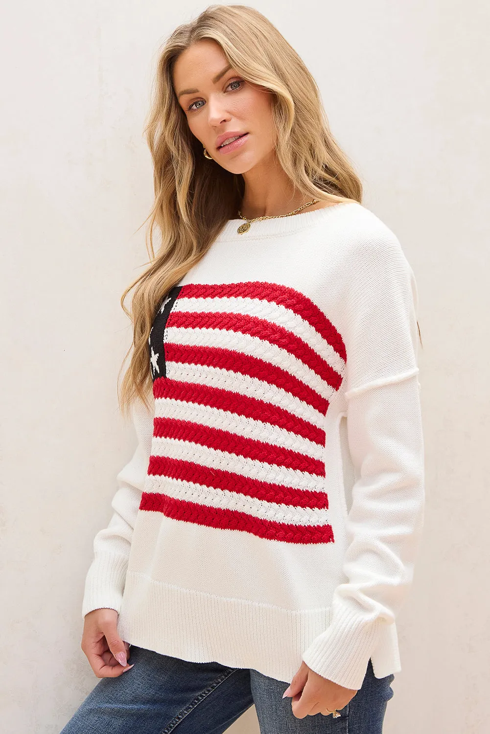 American Flag Cable Knit Sweater