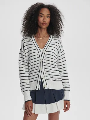 Antonia Relaxed Cardigan - White/Blue