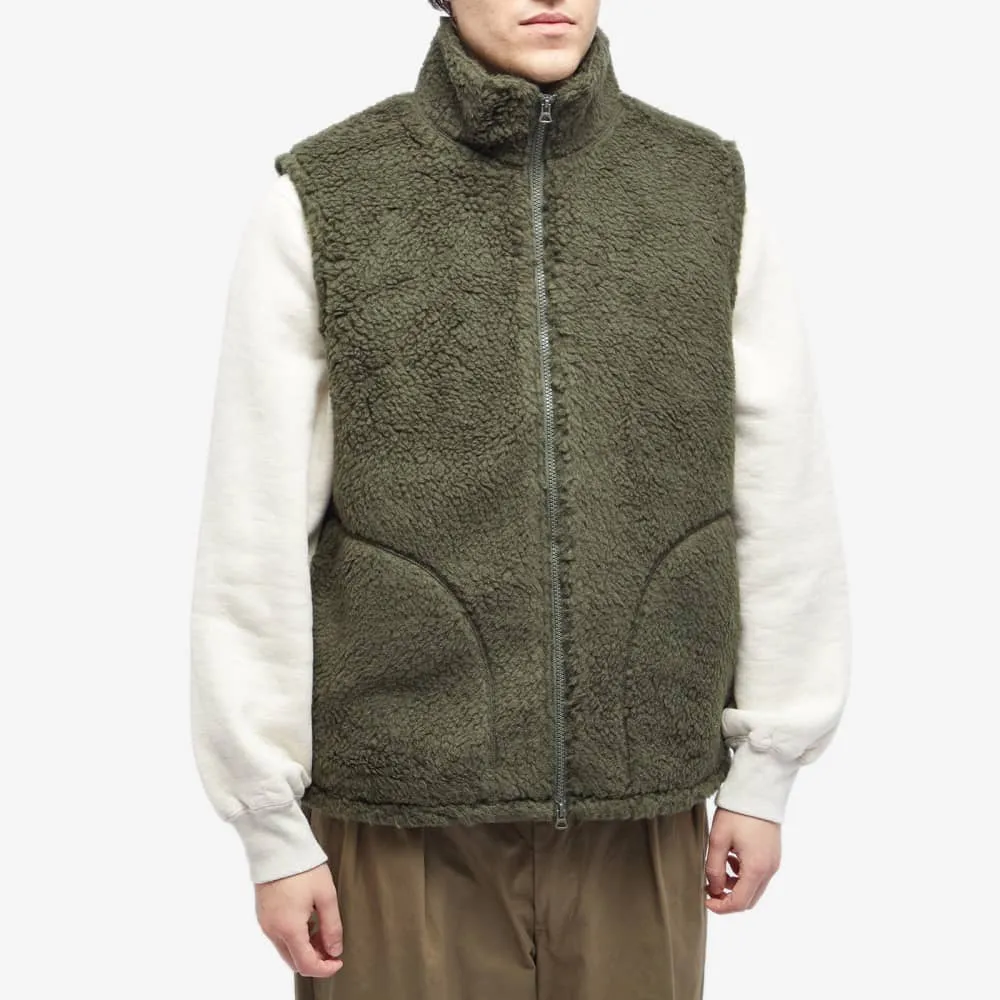 Beams Plus Fleece Vest with Stand Collar