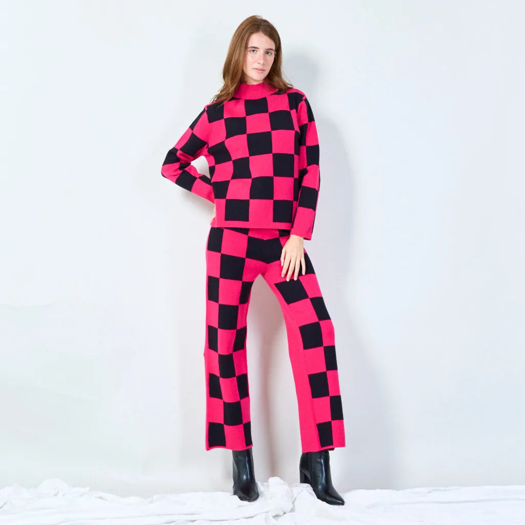 Bold checkered knit sweater wholesale