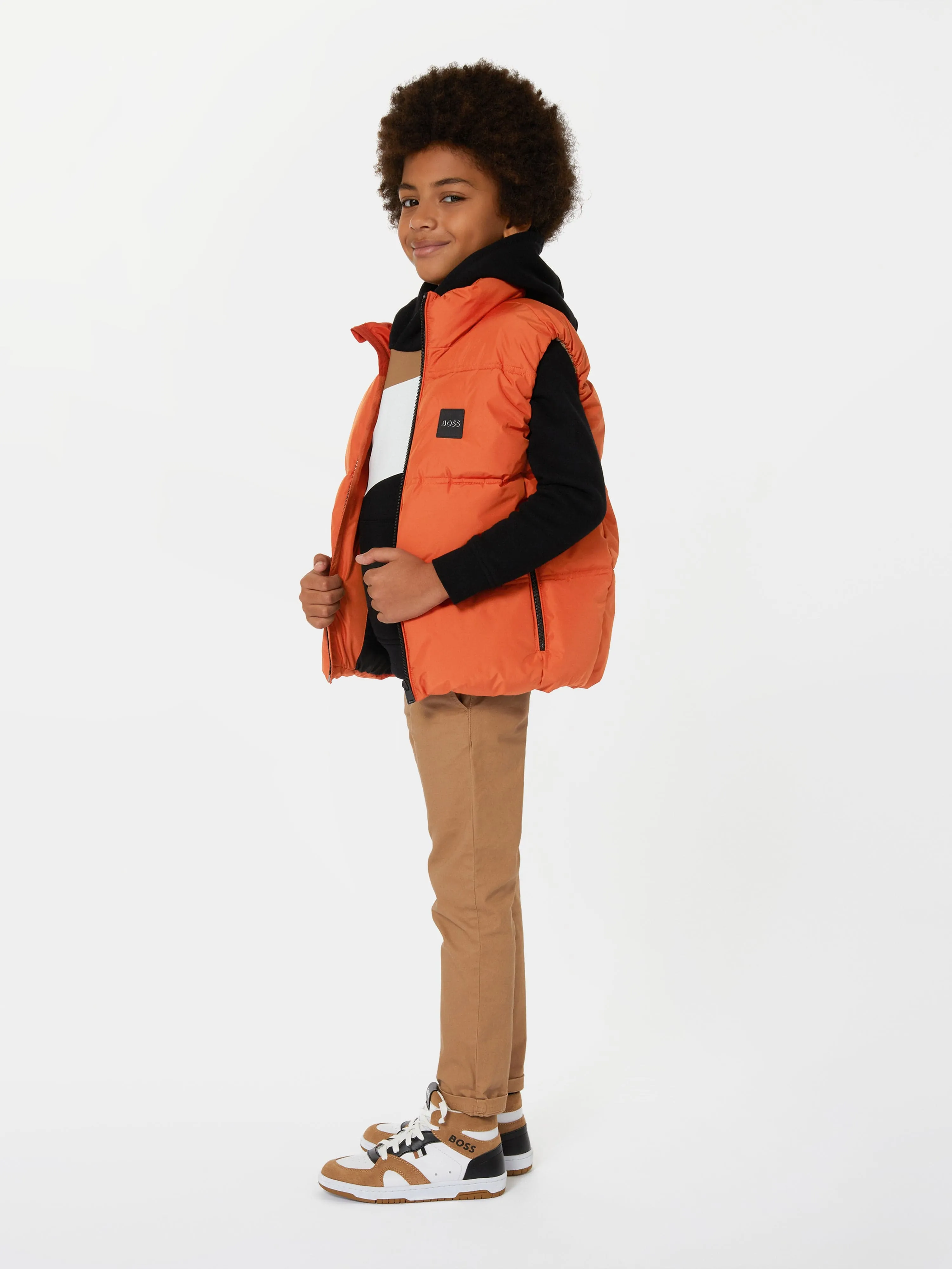 BOSS Boys Puffer Gilet in Orange