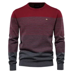 Brand Cotton Sweater Men Fashion Casual O-Neck Spliced Pullovers Knitted Sweater Male New Winter Warm Mens Sweaters