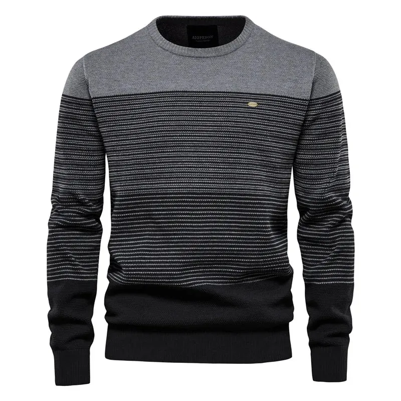 Brand Cotton Sweater Men Fashion Casual O-Neck Spliced Pullovers Knitted Sweater Male New Winter Warm Mens Sweaters