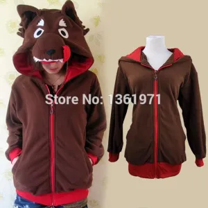 Brown Wolf Animal Theme Hoodie