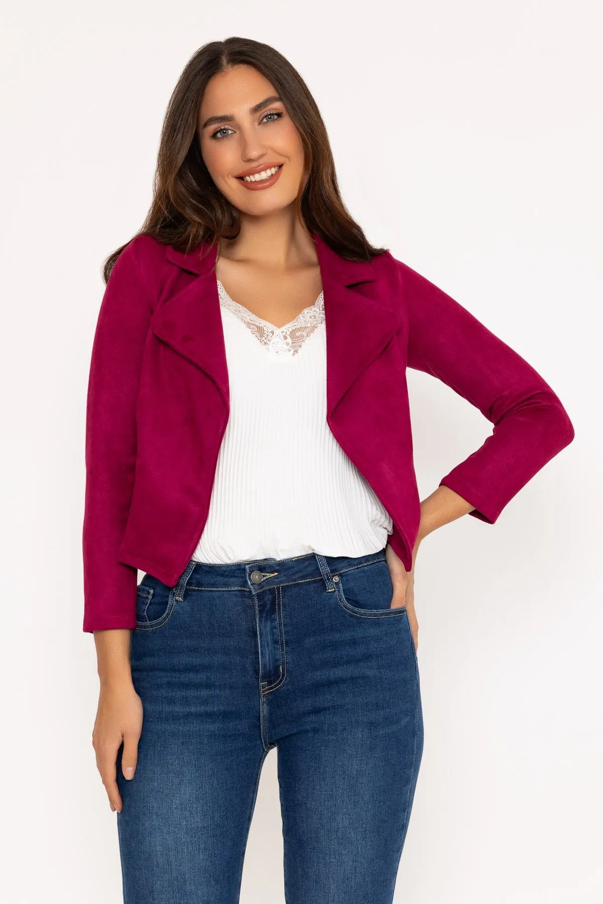 Burgundy Suede Cover Up Jacket