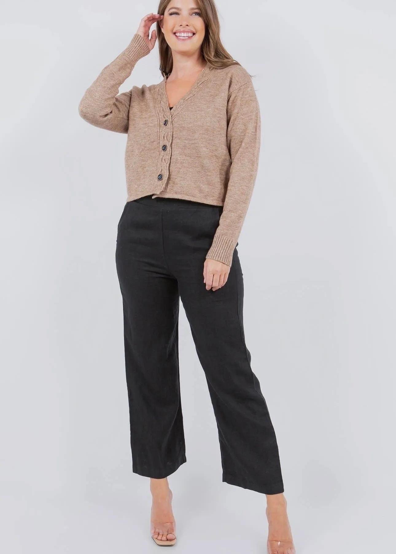 Cardigan with Cable Knit Placket