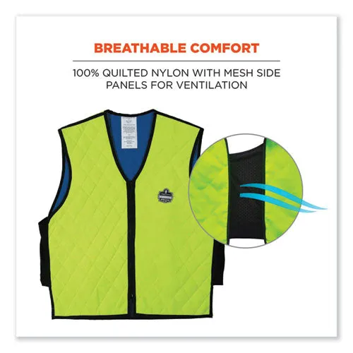 Chill-its 6665 Embedded Polymer Cooling Vest With Zipper, Nylon/polymer, 3x-large, Lime, Ships In 1-3 Business Days