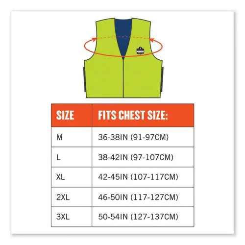 Chill-its 6665 Embedded Polymer Cooling Vest With Zipper, Nylon/polymer, 3x-large, Lime, Ships In 1-3 Business Days