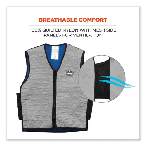 Chill-its 6665 Embedded Polymer Cooling Vest With Zipper, Nylon/polymer, Large, Gray, Ships In 1-3 Business Days