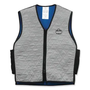 Chill-its 6665 Embedded Polymer Cooling Vest With Zipper, Nylon/polymer, Large, Gray, Ships In 1-3 Business Days