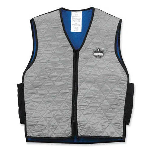 Chill-its 6665 Embedded Polymer Cooling Vest With Zipper, Nylon/polymer, Large, Gray, Ships In 1-3 Business Days