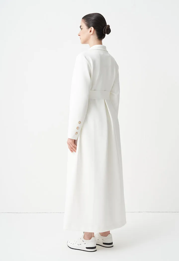 Choice Open-Front Maxi Outerwear With Belt Offwhite