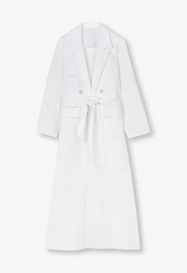 Choice Open-Front Maxi Outerwear With Belt Offwhite