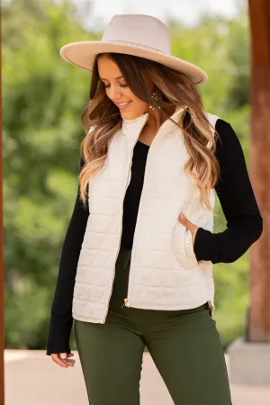 Cream Quilted Vest