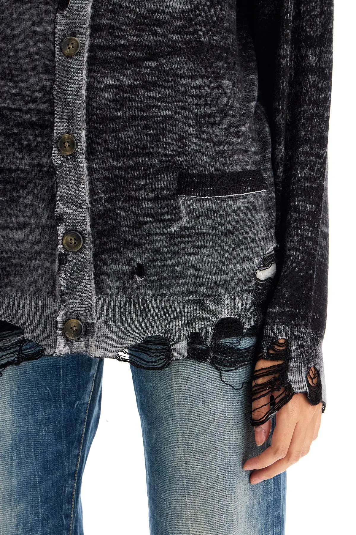 distressed detail cardigan with