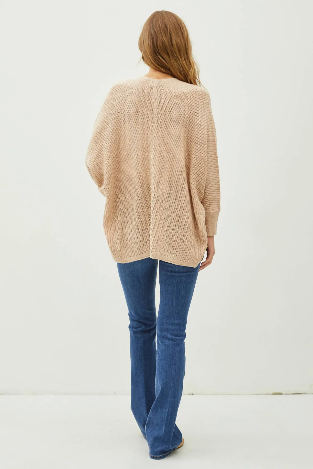 DOLMAN SLEEVE OPEN FRONT CARDIGAN | Natural