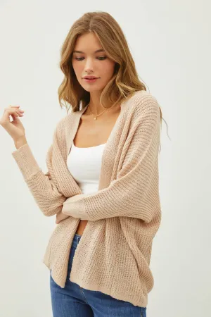 DOLMAN SLEEVE OPEN FRONT CARDIGAN | Natural