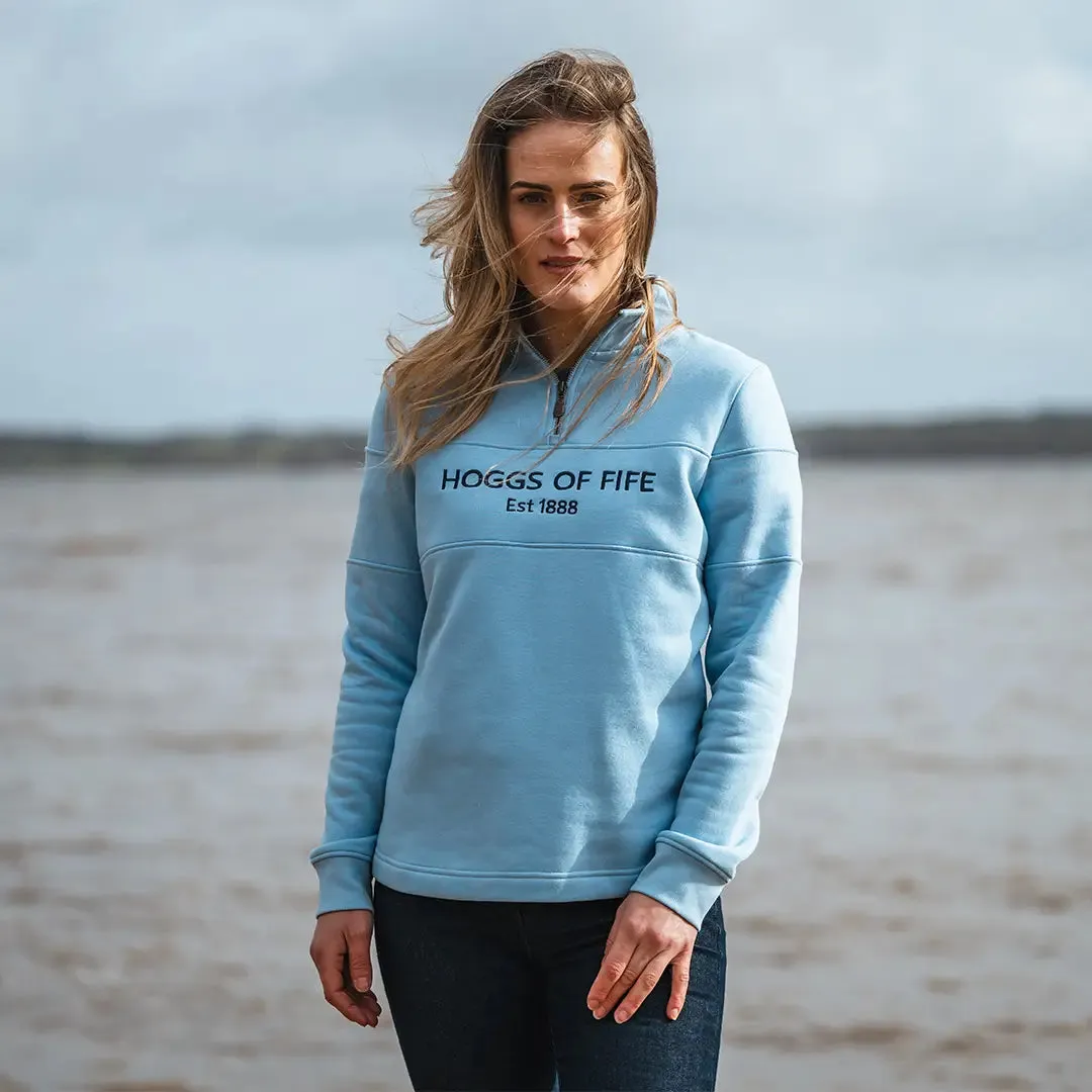 Dumfries 1888 Ladies 1/4 Zip Sweatshirt - Plain Blue by Hoggs of Fife