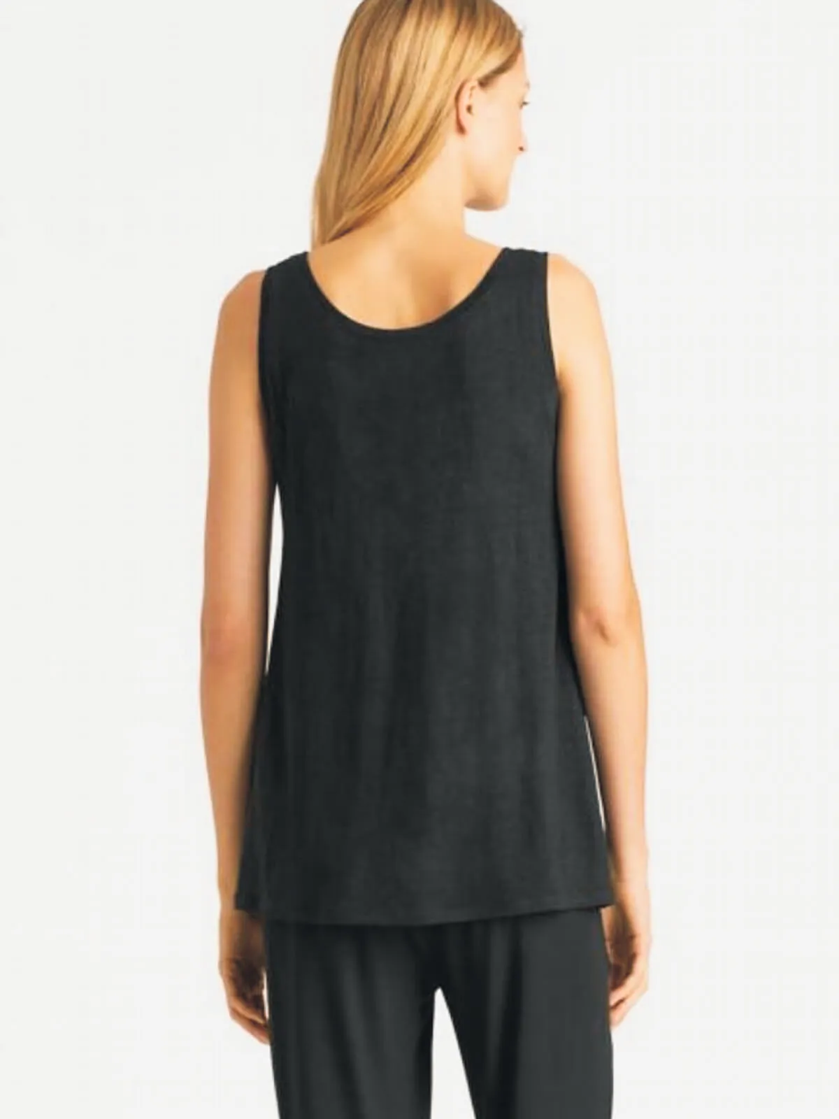 Eileen Fisher System Organic Linen Jersey U Neck Long Tank