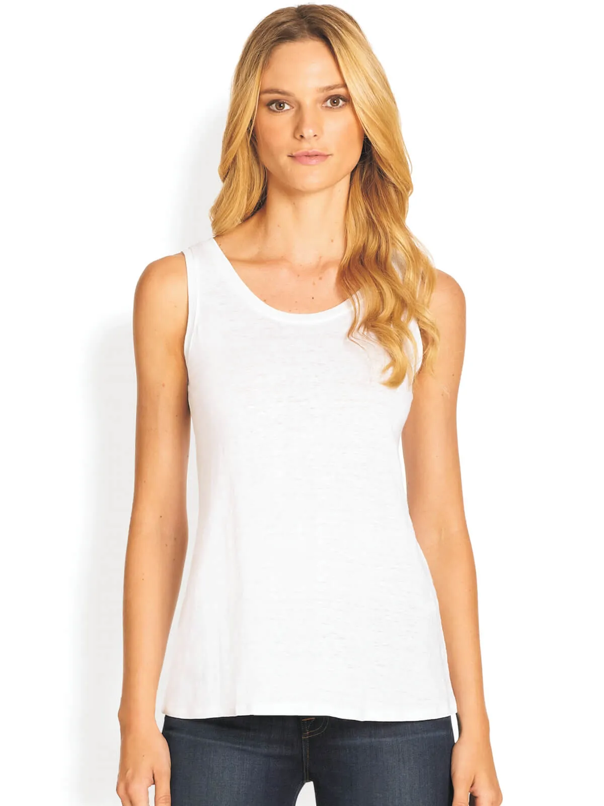 Eileen Fisher System Organic Linen Jersey U Neck Long Tank