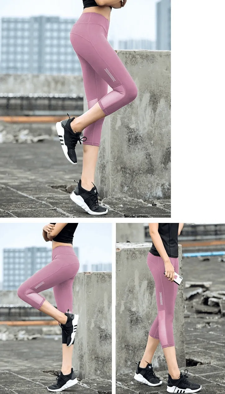 Elastic Breathable High-Waisted Cropped Leggings - SF0173