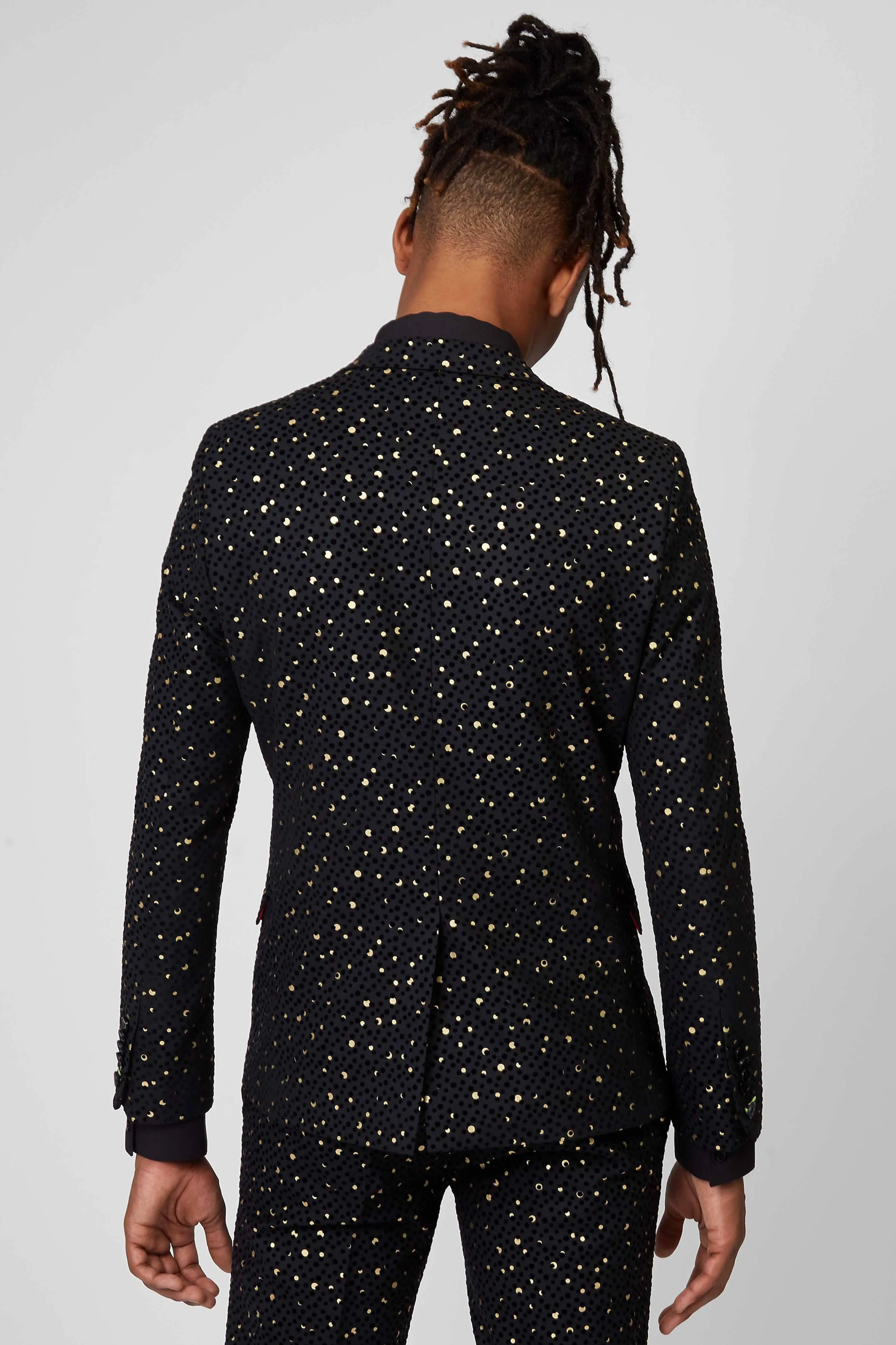 Farrow Skinny Fit Black Polka Dot Tuxedo Suit