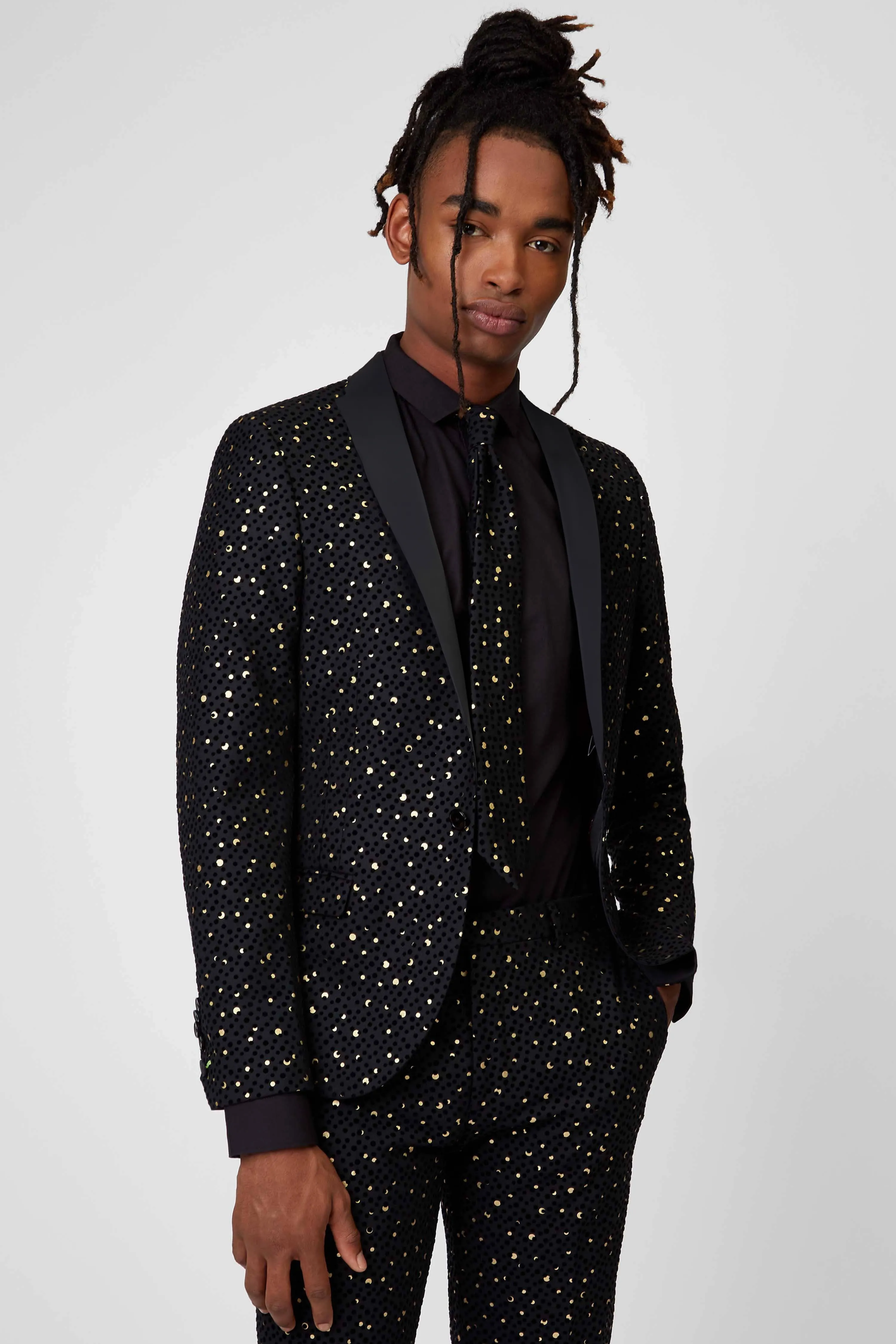 Farrow Skinny Fit Black Polka Dot Tuxedo Suit