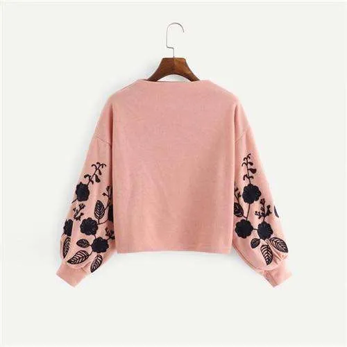 Floral Embroidered UpTown Sweatshirt