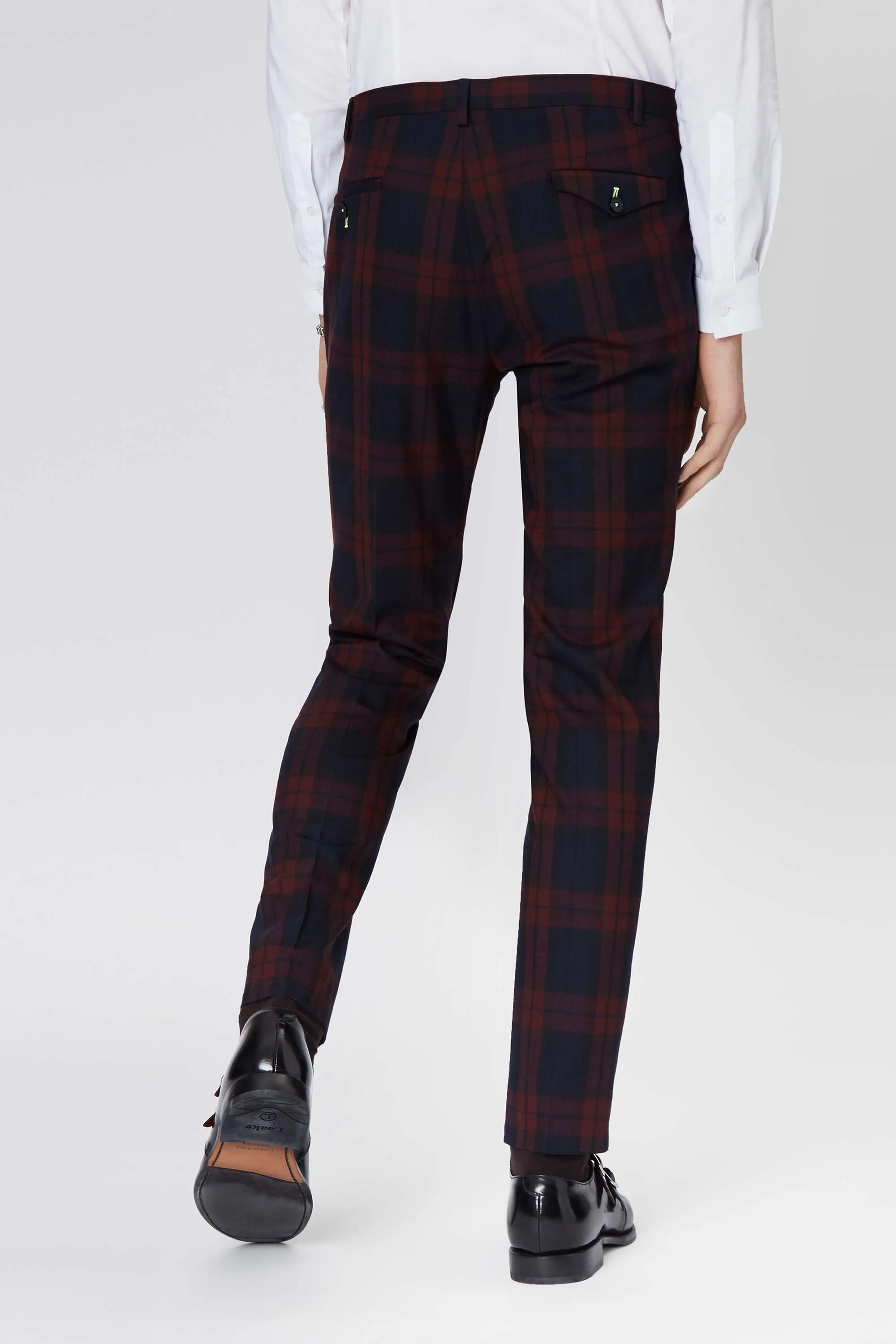 Ginger Skinny Fit Burgundy Tartan Suit