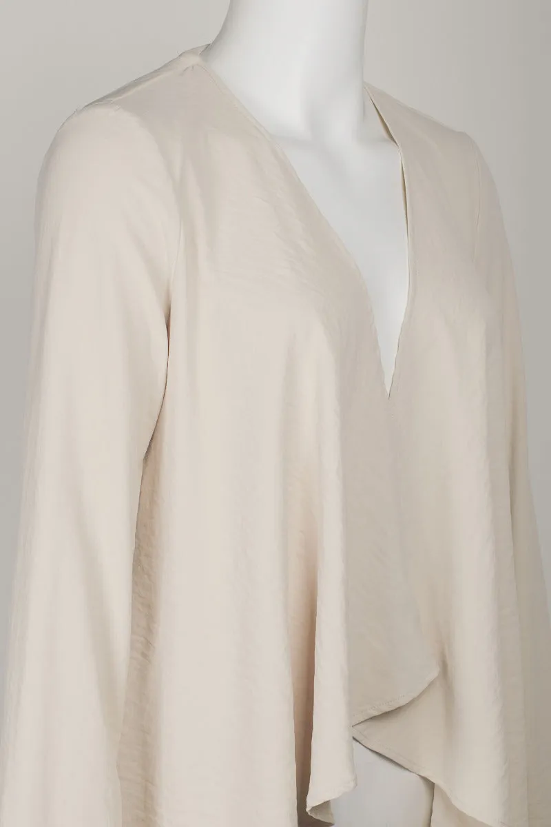 Grace Open Front Long Sleeve Solid Crepe Jacket