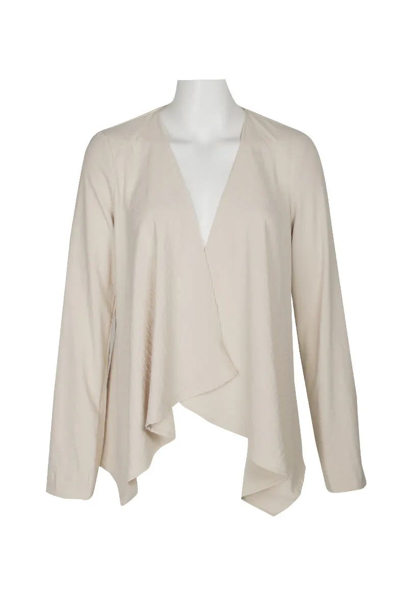 Grace Open Front Long Sleeve Solid Crepe Jacket