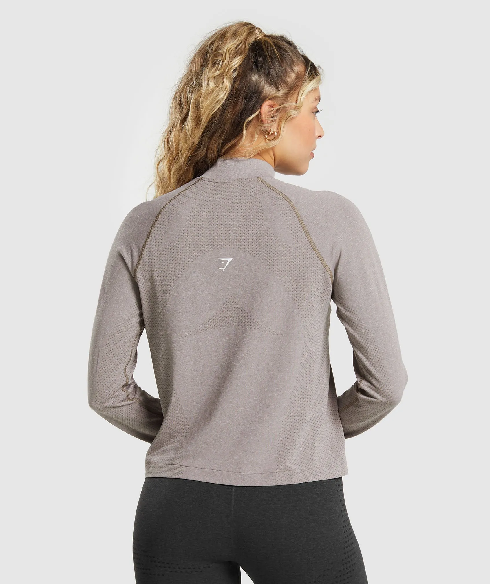 Gymshark Vital Seamless 2.0 1/4 Zip - Warm Taupe Marl