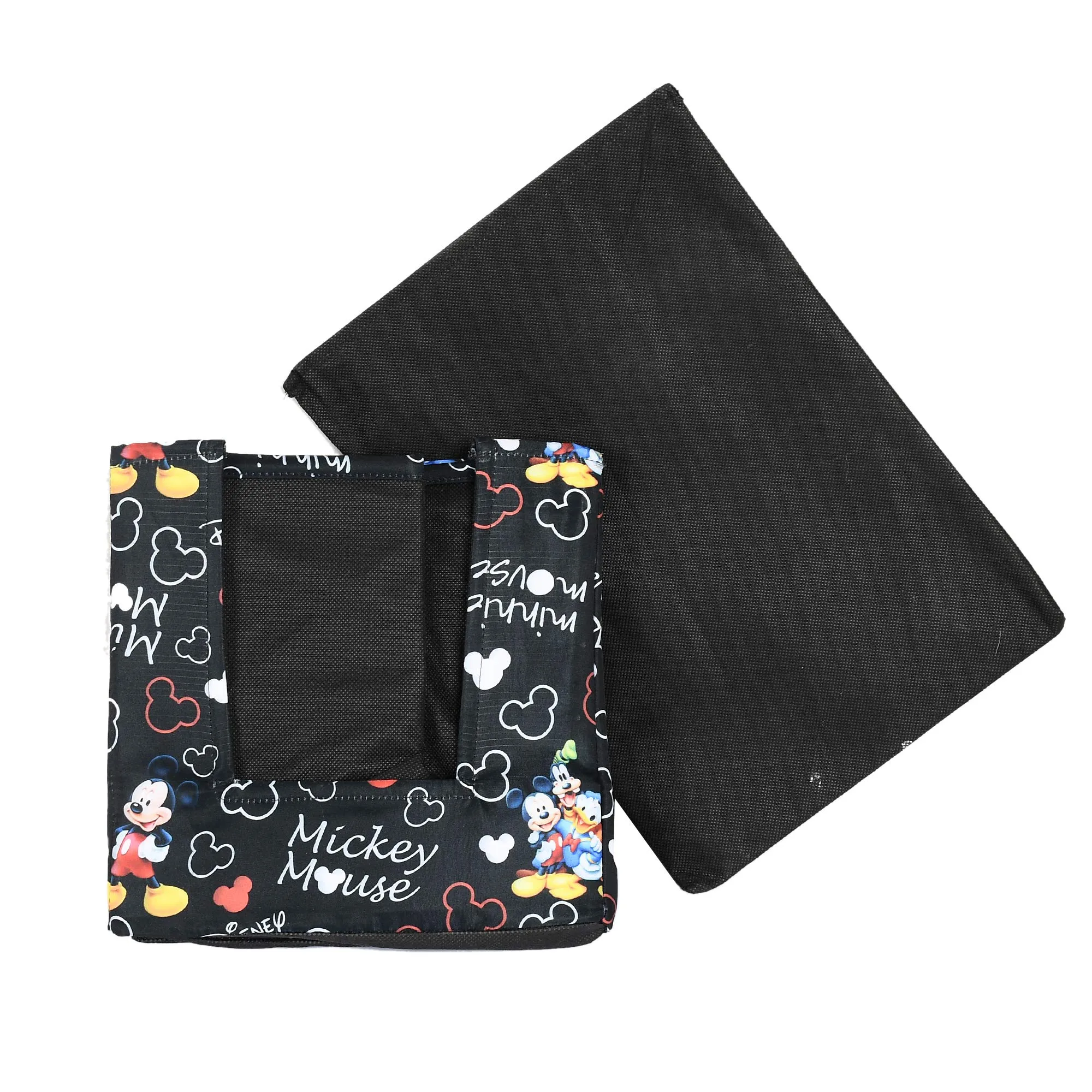 Heart Home Disney Mickey Print Non-Woven Shirt Stacker Closet Organizer - Shirts and Clothing Organizer With Handle (Black)-HHEART16068