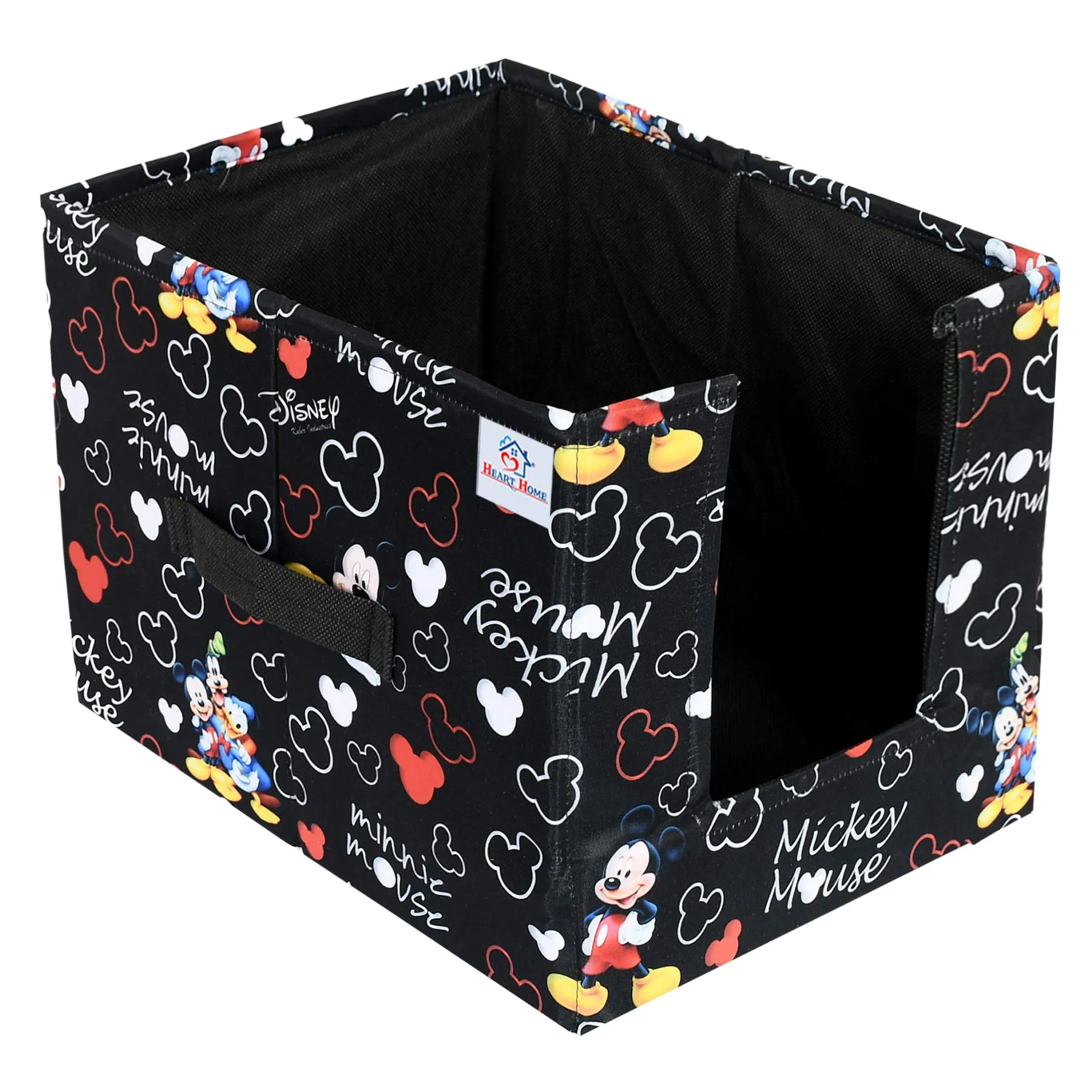 Heart Home Disney Mickey Print Non-Woven Shirt Stacker Closet Organizer - Shirts and Clothing Organizer With Handle (Black)-HHEART16068